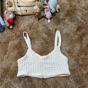 Zara Cream Crochet Knit Crop Cami